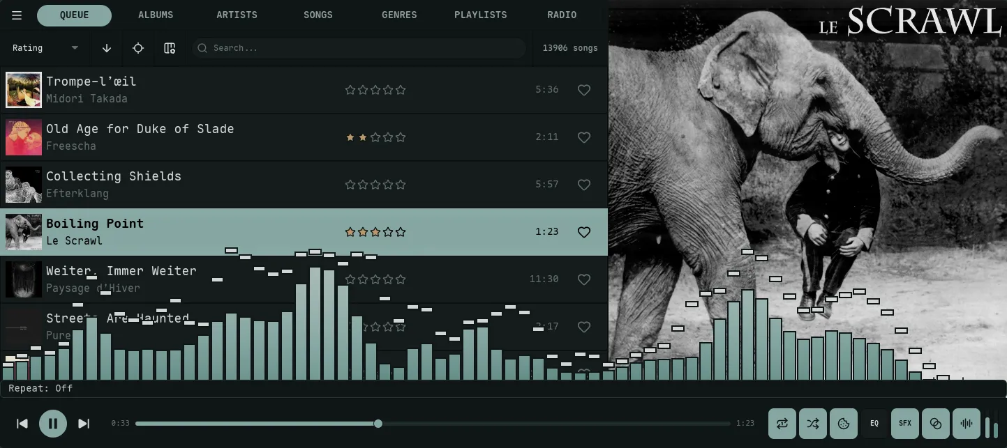 Nokkvi in the Svalbard theme — sage-green accent on a cool dark background
